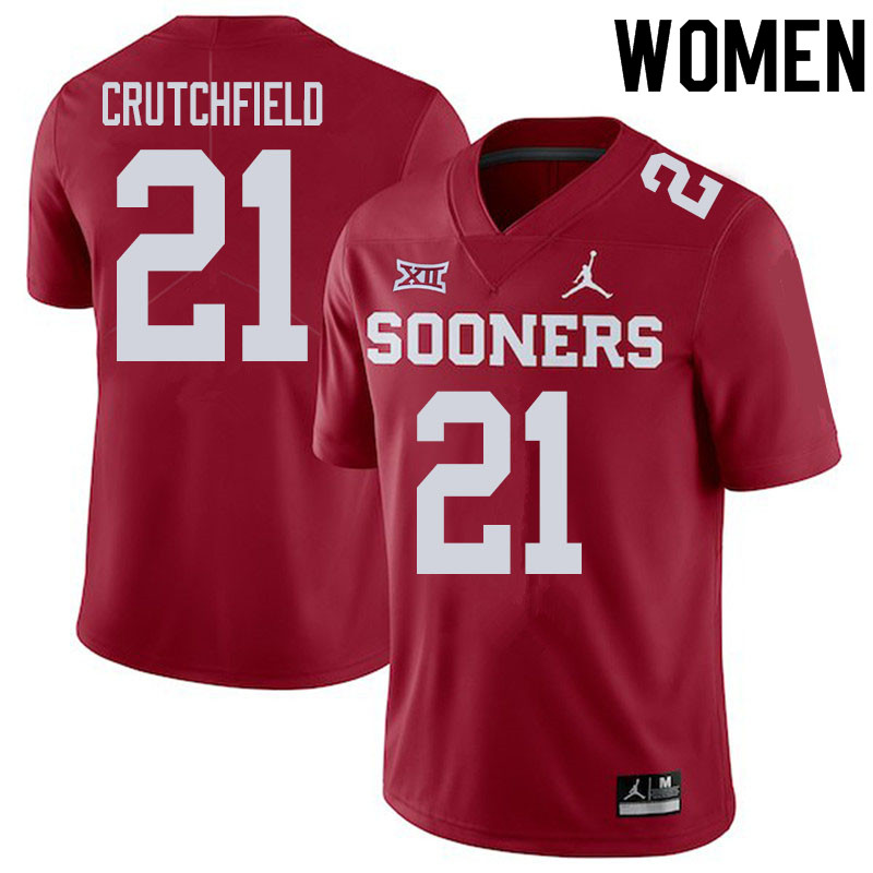 Women #21 Marcellus Crutchfield Oklahoma Sooners College Football Jerseys Sale-Crimson - Click Image to Close